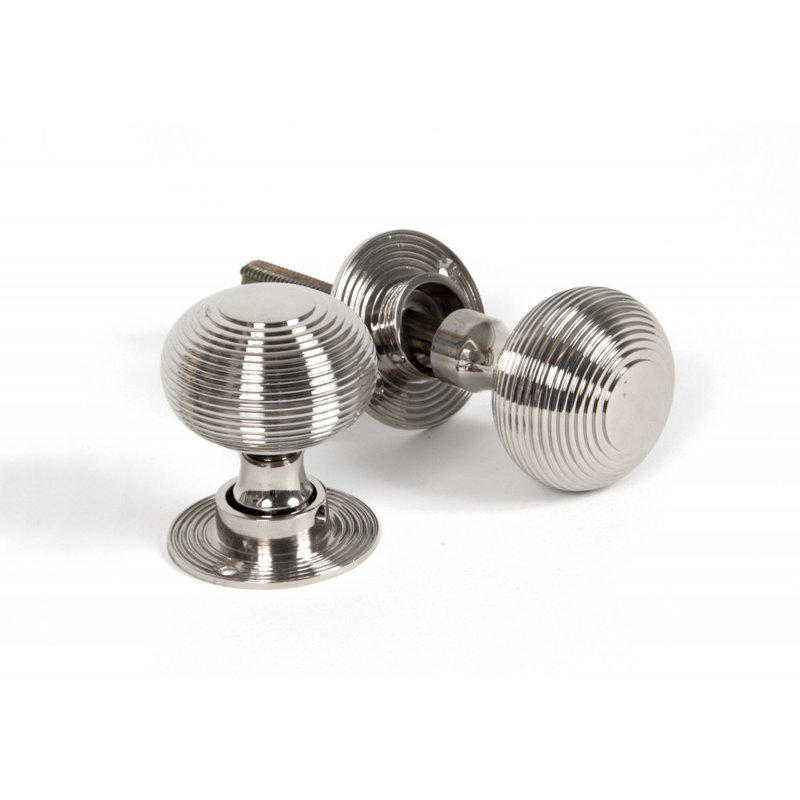 Aged Brass Beehive Mortice/Rim Knob Set, Polished Nickel