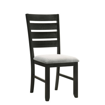 Ensemble de 2 chaises de salle à manger, style contemporain, bois massif, finition blé anthracite, sièges rembourrés en tissu, chaises de cuisine 2 pièces, style, sièges rembourrés et capitonnés