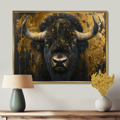 Black and gold Bison Glory portrait I - Bison Wall Decor