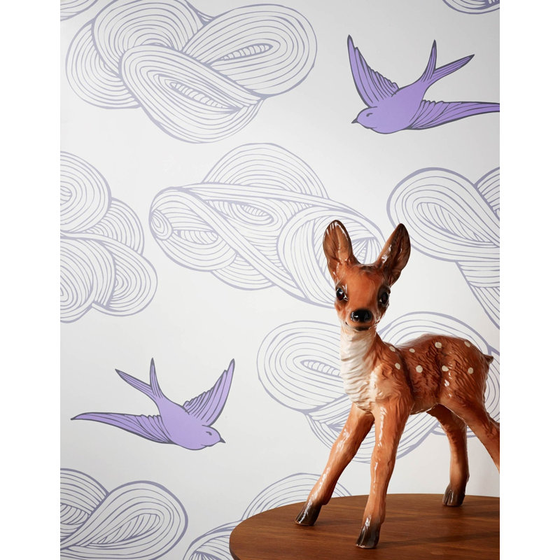 Daydream Wallpaper | Black / Traditional / Roll - 27" x 30', Lilac