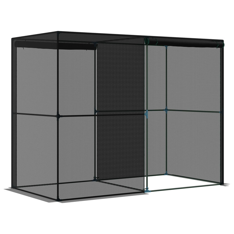 4' X 8' Crop Cage, Plant Protection Tent With Zippered Doors For Vegetable Garden, Backyard, Black