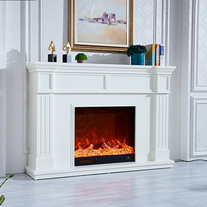 Foyer électrique blanc en bois massif