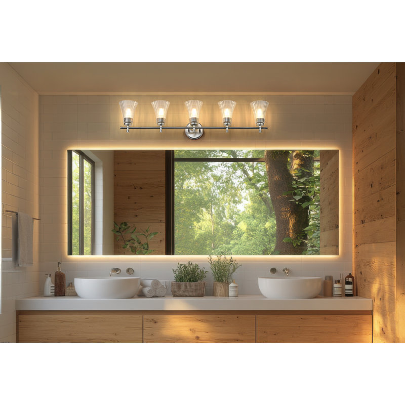 Coiffeuse Maston, 5 lumières, H 10 po x l 42 po x P 6,75 po, Nickel brossé
