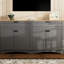 Meuble télé pour téléviseurs de 70 pouces, gris au charme rustique, avec 2 tiroirs et étagères réglables, buffet pour sous-sol