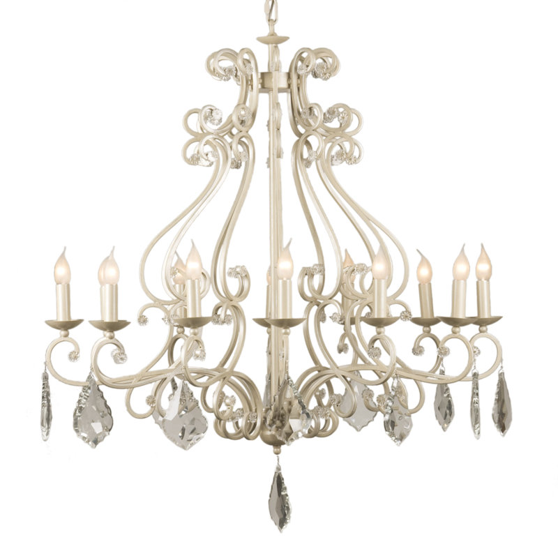 12 - Light Candle Style Chandelier, Beach Ivory