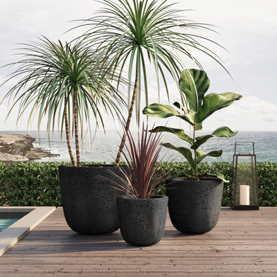 Round Stackable MGO Planter Set Of 3 Sizes 16.93"/13.78"/11.02"