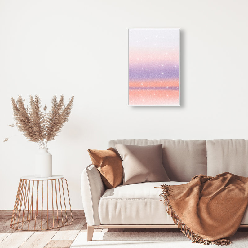 Peach Coastline Print by Oliver Gal, 55"H x 37"W, White Floater Frame