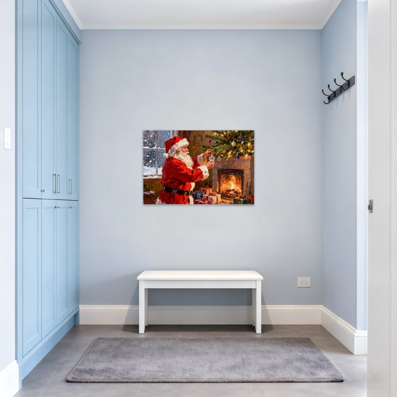 Sapin de Noël de Noël décoré près du foyer, H 28 po x l 40 po