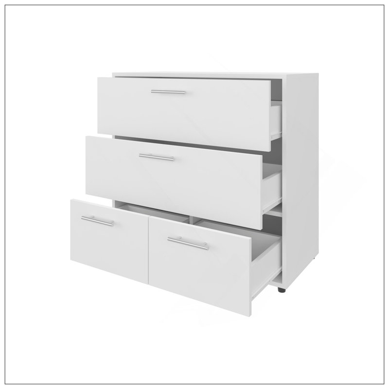 Commode blanche avec 4 tiroirs spacieux