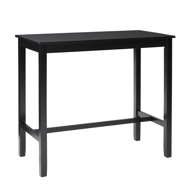 Bartonville Solid Wood Base Pub Table, 42" H x 47.25" L x 23.75" W, Black