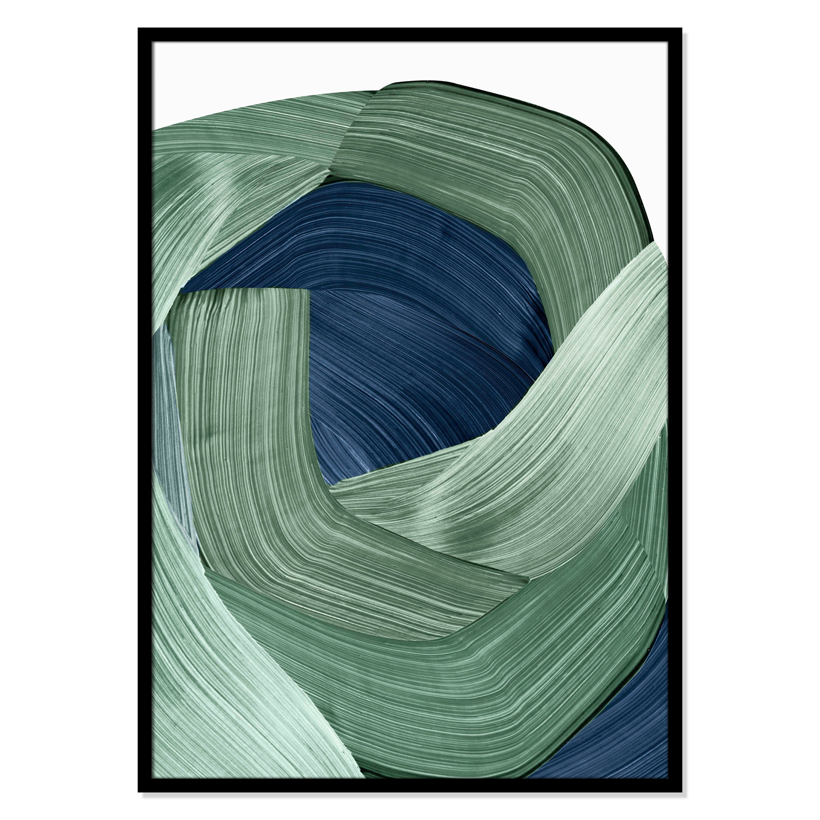 Inga "Harmonious Green II" Painting, Black, 41.5" H x 29.5" W x 0.75" D