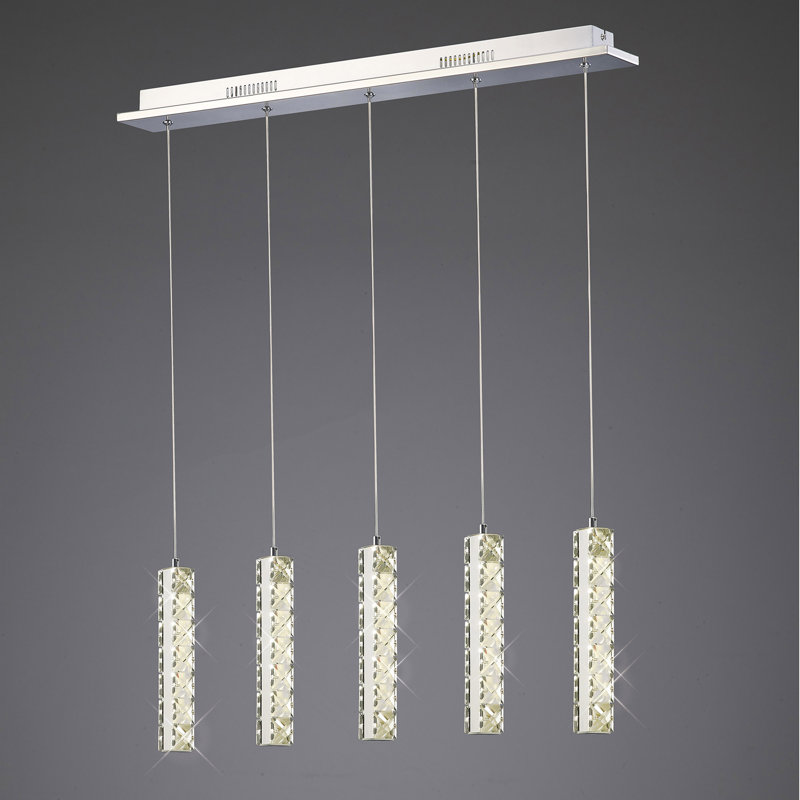 5 - Light LED Kitchen Island Pendant, Gold
