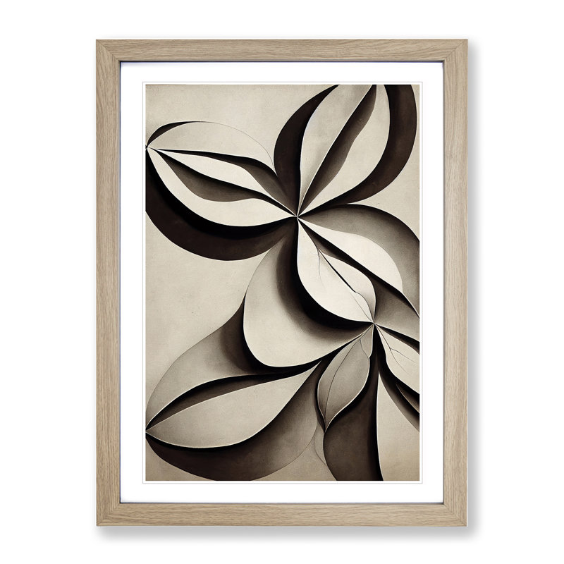 Creative Leaves Abstract - Single Picture Frame Print, Oak Framed, 64cm H x 46cm W x 2cm D