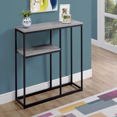 Table d'appoint, console, vestibule, étroit, canapé, salon, chambre à coucher, stratifié gris, métal noir, contemporain, moderne