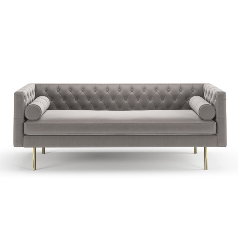 Dario 79'' Upholstered Chesterfield Sofa, Platinum Velvet 