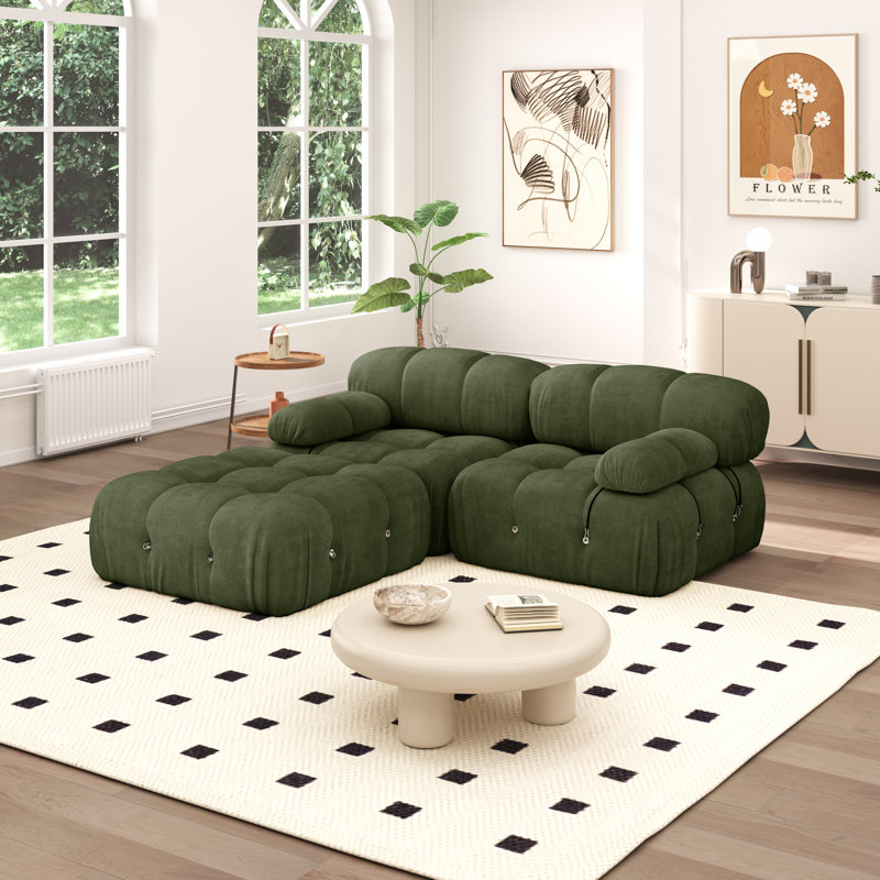 Canapé modulaire rembourré et désossé pour le salon, Vert