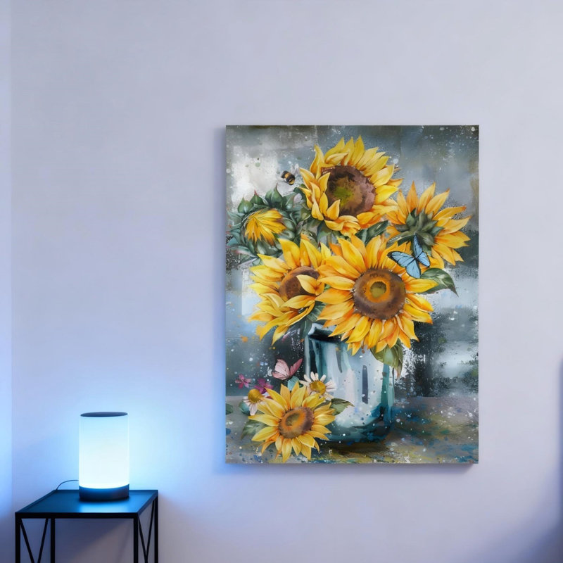 "Rustic Butterfly Flower", art mural sur toile sans cadre 24 po x 32 po
