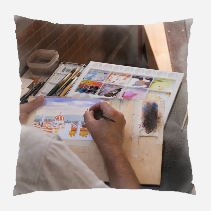 Coussin de jeté avec peintre Martins, Microsuède, Intérieur