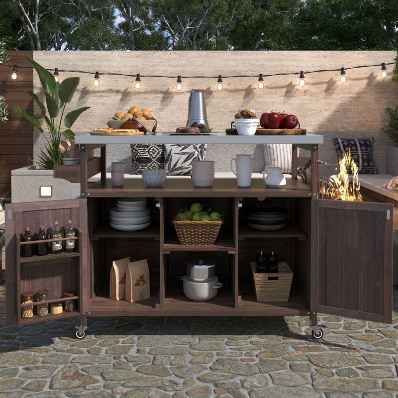 Îlot de cuisine extérieur K & k, Brun / Gris