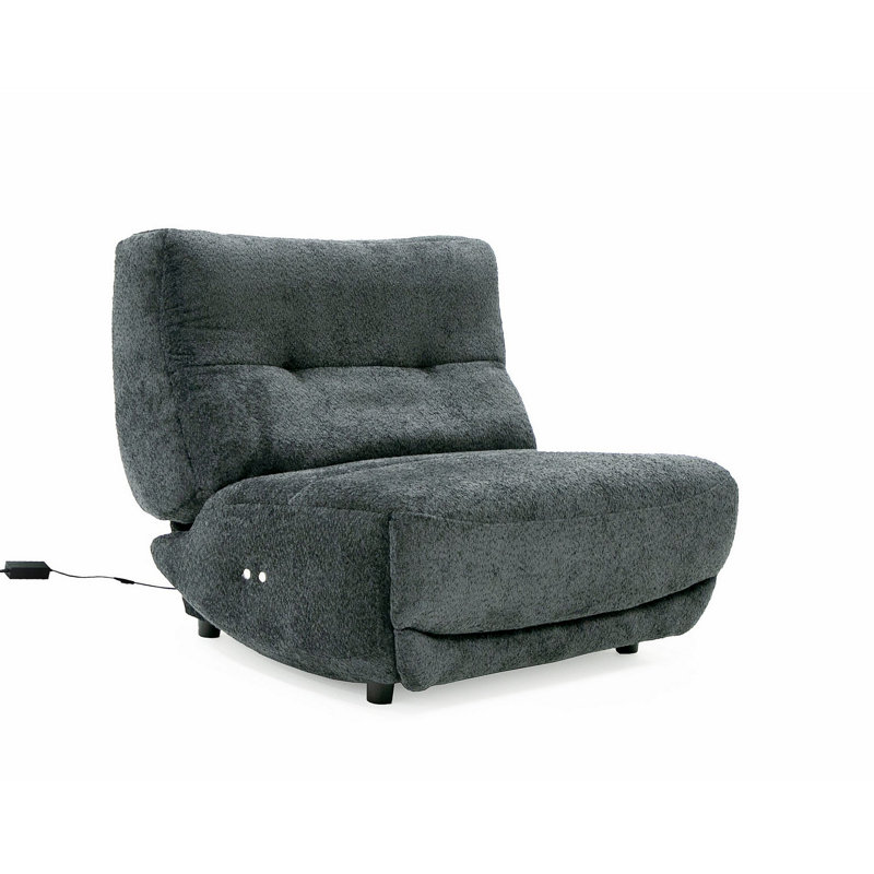 Breeland Upholstered Power Reclining Home Theater Seat, Dark Gray Polyester Blend