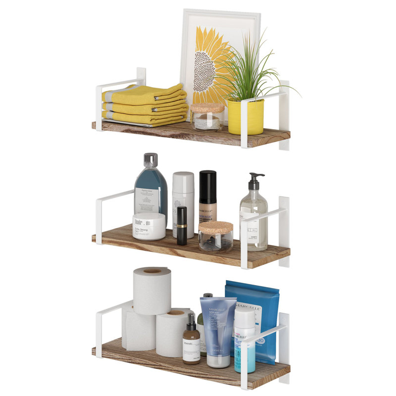Ternate 3 Piece Bracket Shelf, 6" H x 17" W x 6.3" D, White