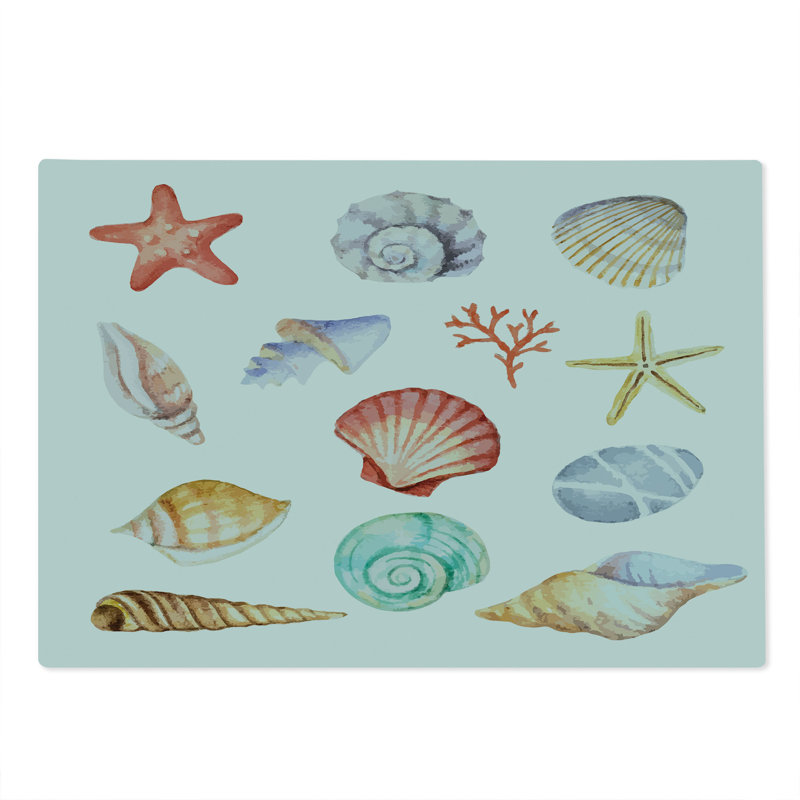 Ambesonne Summer Cutting Board Large Seashells Exotic Animals Multi