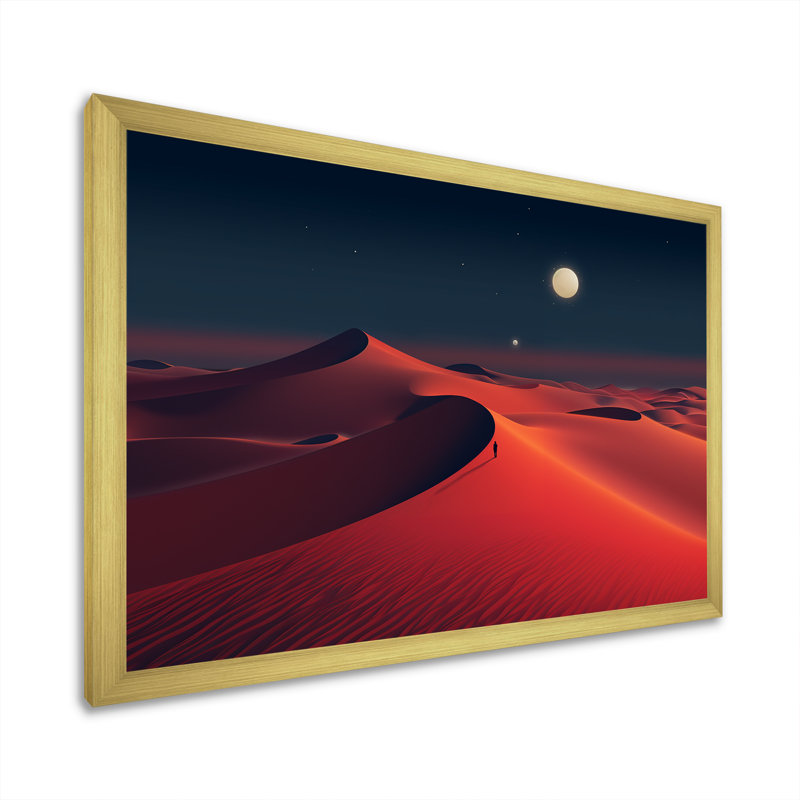 Red Desert Twilight Photo IV - Art mural désert, Cadre doré à coins fermés, H 16 po x l 32 po x P 1 po