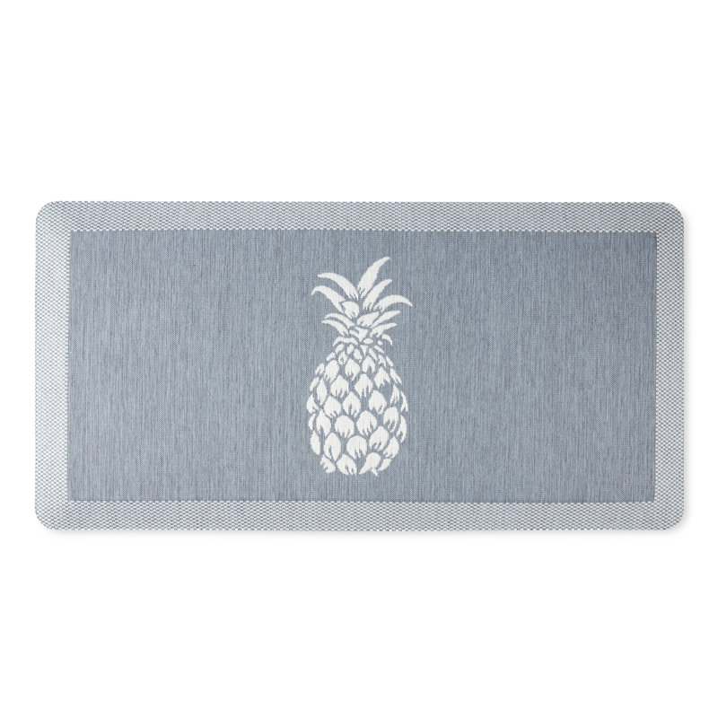 Martha Stewart Aloha Modern Pineapple Anti-Fatigue Air-Infused Kitchen Mat, Blue, Rectangle 19.6" x 39"