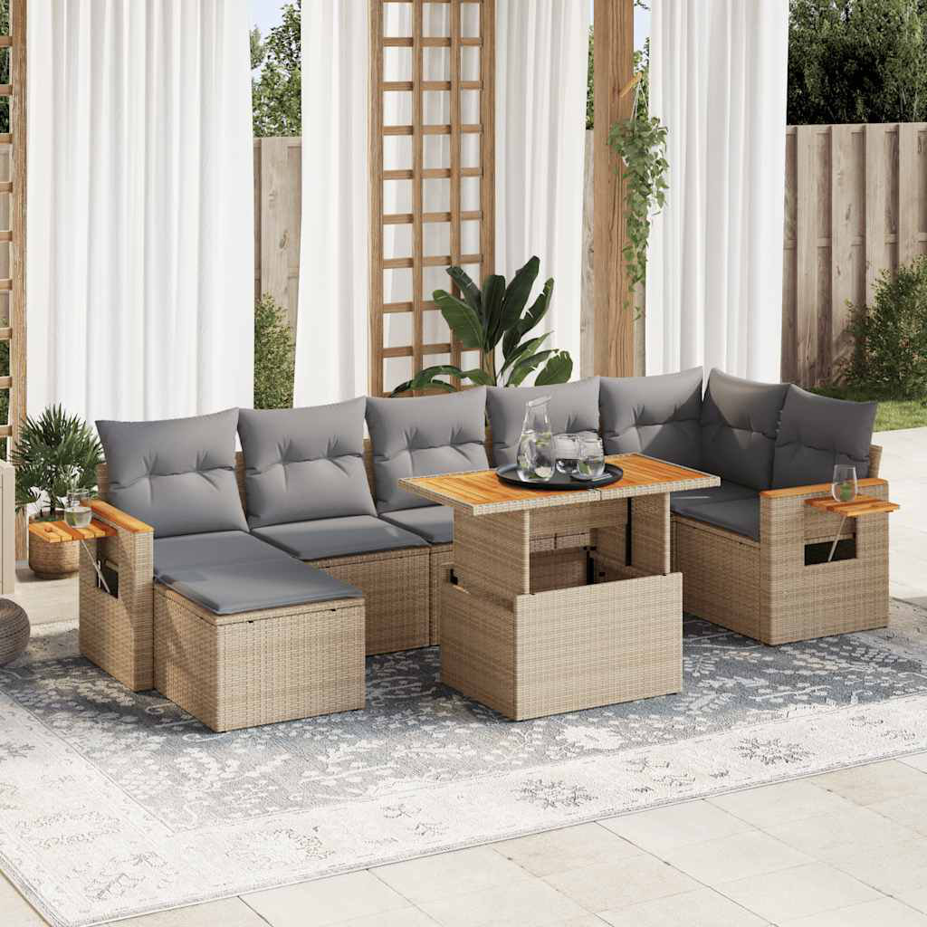 Vidaxl 8-Tlg. Garten-Sofagarnitur Mit Kissen Schwarz Poly Rattan