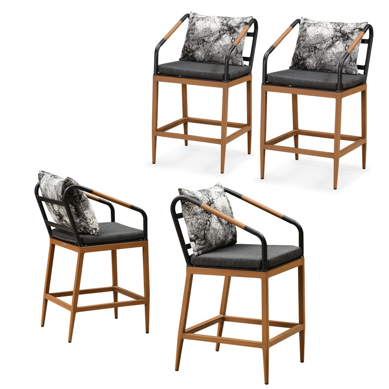 Aluminum Outdoor 24.6'' Counter Stool with Cushion
