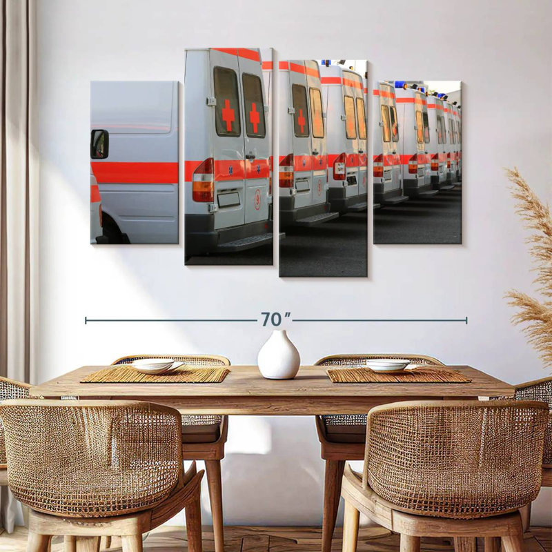Mehar Parked Ambulances, 42" H x 68" W