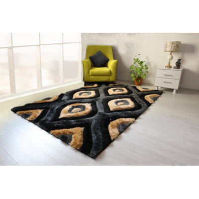Tapis en polyester noir / gris / beige Demetres