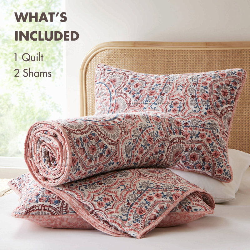 Couette 3 pièces en microfibre toutes saisons, motif tie-dye rouge, taille King, King Quilt + 2 Shams, Blue