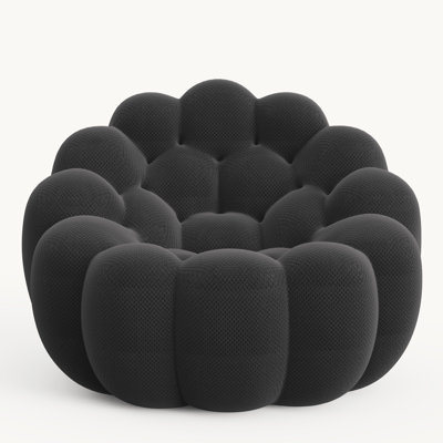 36" Funky Bubble Cloud Couch with 3D Honeycomb Shape Design, Mesh Fabric Bubble Sofa, Bean Bag Chair,Ergonomic Mini Floor Cloud Sofa for Bedroom, Living Room, Apartment, Small Space (Black Couch)