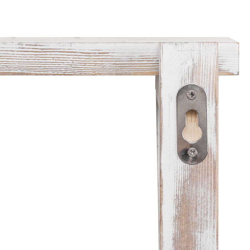 2 Piece Solid Wood Floating Shelf, White