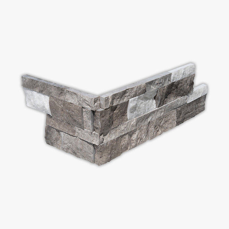 Coin pour panneau de marbre en marbre tridimensionnel à carreaux entrecroisés 6x24, White/Grey