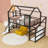 Metal House-Shaped Loft Bed With Stairs And Slide-98665827-98665826