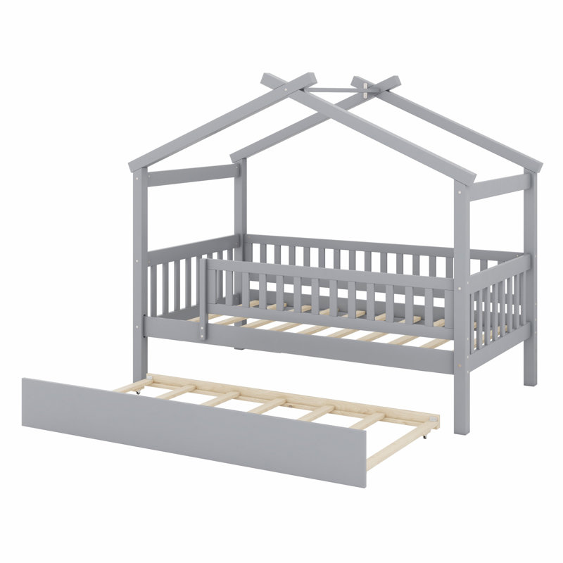Lit maison avec lit gigogne, Gris