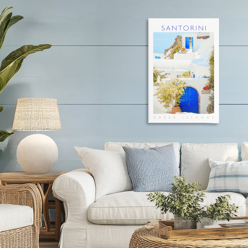 Santorini, îles grecques, toile par Erin Marie, H 30 po x l 20 po