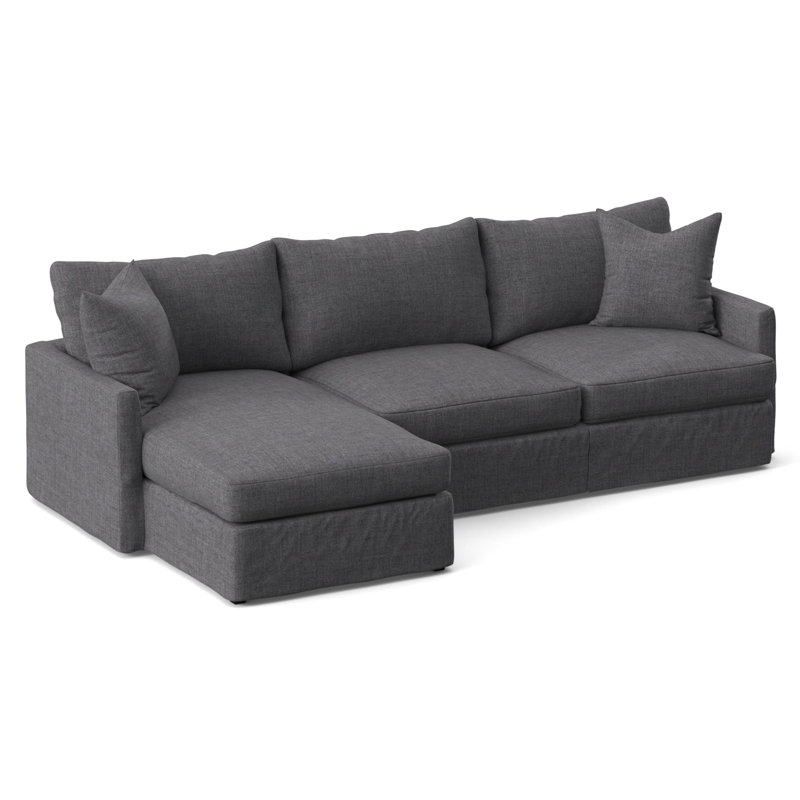 Canapé et méridienne de 307 cm de largeur avec coussins en coton et duvet Hartig, Orienté vers la gauche