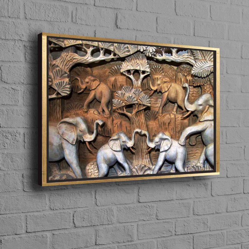 1 Piece Wall Art on Canvas, 25 cm H x 35 cm W, Floater Framed Print without Mat, Gold