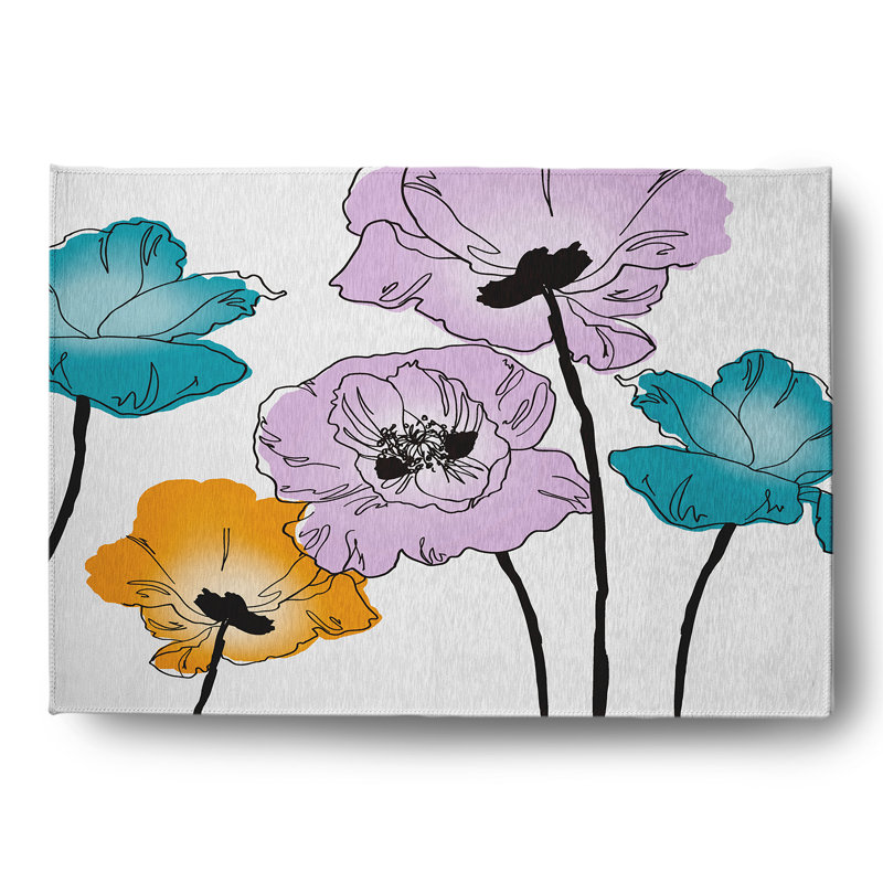 Chenille Floral Indoor Rug, Rectangle 5' x 7'