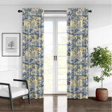Giverny Toile Cotton Rod Pocket Drapery Panel Pair