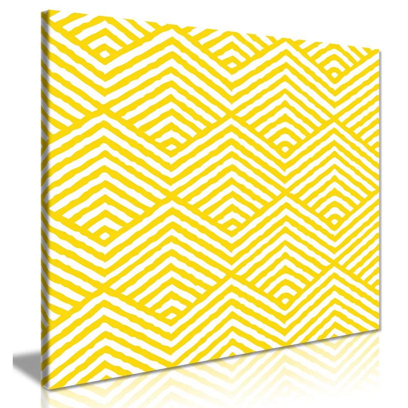 Yellow Gold Geometric Pattern Abstract Modern Canvas Wall Art Picture Print - Wrapped Canvas Print, 51cm H x 51cm W