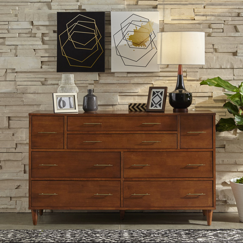 Commode 8 tiroirs Afrida, Chêne