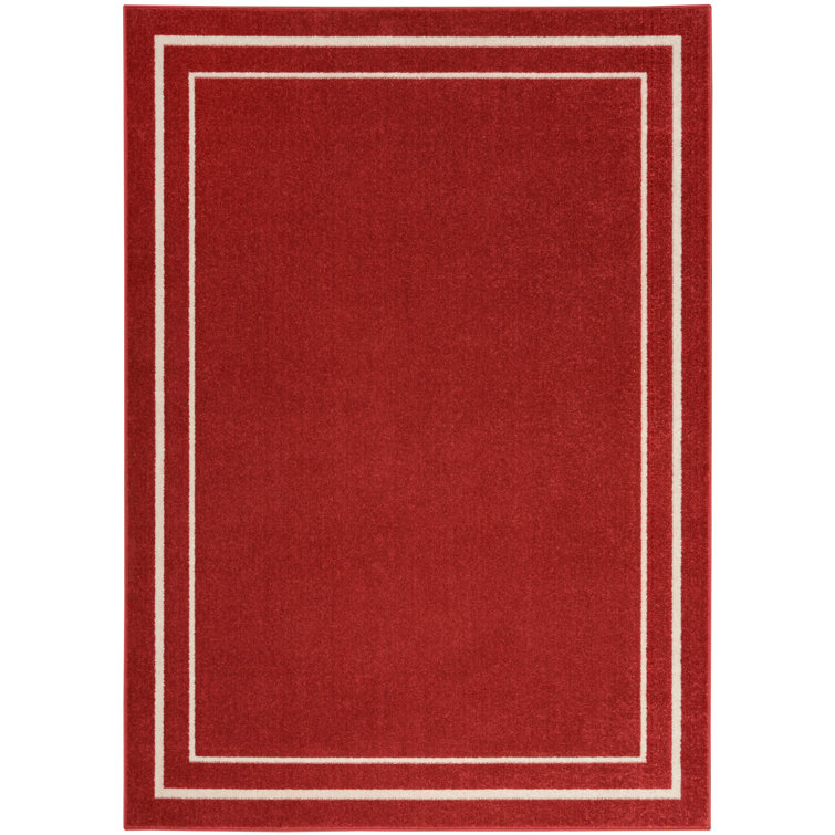 Argentino Abstract Machine Woven Chenille Area Rug in Red