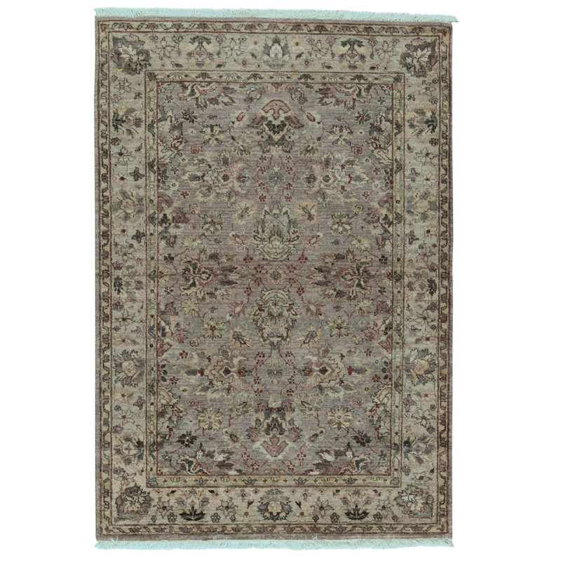 Tapis taupe et ivoire noué à la main de haute qualité