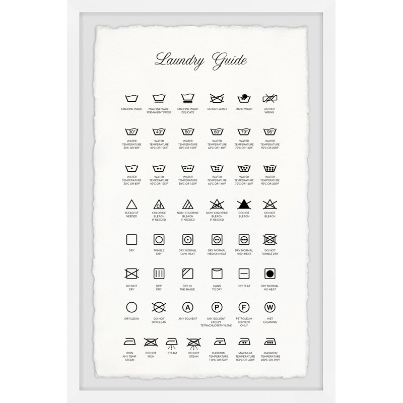 Laundry Guide II Framed Print, 12" H x 8" W x 1.5" D