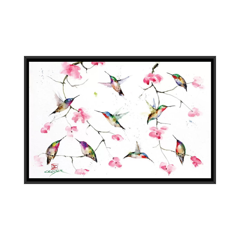 Rassemblement de colibris par Dean Crouser, reproduction d’art, H 18 po x l 26 po x P 1,5 po, Pas de tapis
