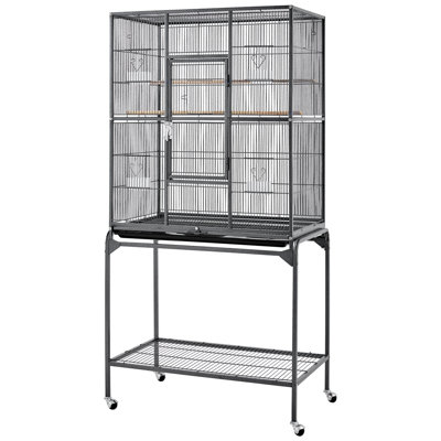 Severson Wrought 63" Flat Top Flight Cage with Wheels and Stand